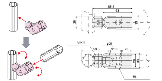 Aluminum Alloy Tube Fitting Universal 180 Degree Flexible Free Connector AL-5
