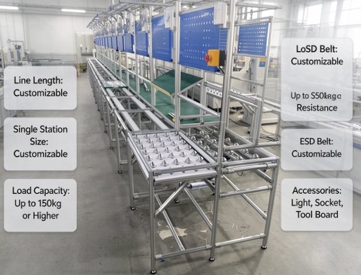 Aluminum Profile Anti-static Manual Roller Ball Transfer Assembly Line