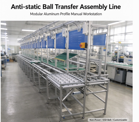 Aluminum Profile Anti-static Manual Roller Ball Transfer Assembly Line