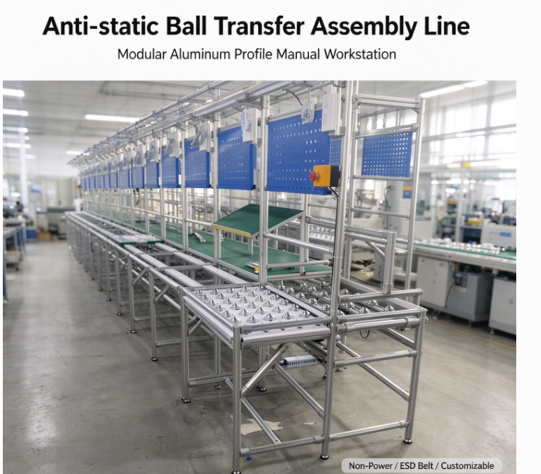 Aluminum Profile Anti-static Manual Roller Ball Transfer Assembly Line