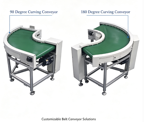 สายพานลำเลียงแบบหมุน 90 และ 180 องศา PVC Curve Conveyor Line ป้องกันไฟฟ้าสถิต